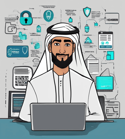 Arab man using laptop